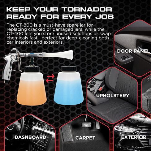 Tornador CT-800 32 oz. Plastic Replacement Jar with CT-400 Lid | Translucent White Reservoir | Fits Classic, Black, and Foam Gun | Secure Storage and Cleaning Tool Accessory in Kuwait