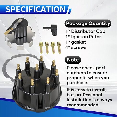 805759Q3 Upgraded Distributor Cap and Rotor Compatible with Mercruiser GM V8 Engines (Thunderbolt IV/V HEI Ignition) - Replaces 187523, 805759Q3, 805759T3 in Kuwait