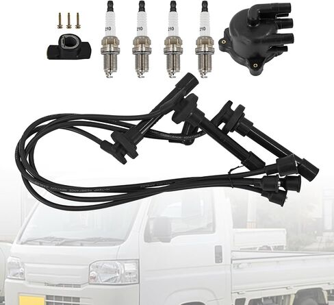 مجموعة الإشعال BKR6E-11 غطاء الموزع الدوار شمعات الإشعال مجموعة الكابلات مناسبة لشاحنة Honda Acty HA1 HA2 HA3 HA4 RC-HE60 30102-PZ3-J02 30103-P1A-004 in Kuwait