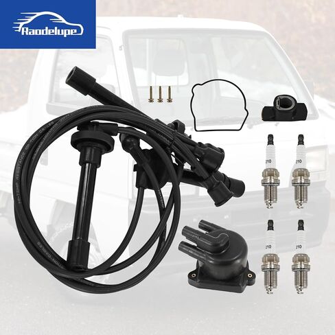 مجموعة الإشعال BKR6E-11 غطاء الموزع الدوار شمعات الإشعال مجموعة الكابلات مناسبة لشاحنة Honda Acty HA1 HA2 HA3 HA4 RC-HE60 30102-PZ3-J02 30103-P1A-004 in Kuwait