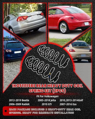 1K0511115BE مجموعة زنبركية خلفية شديدة التحمل متوافقة مع Beetle 2012-2019، Jetta 2005-2018، Golf 2010، Rabbit 2006-2009، GTI 2010، Eos 2014-2016 استبدال 39420 in Kuwait