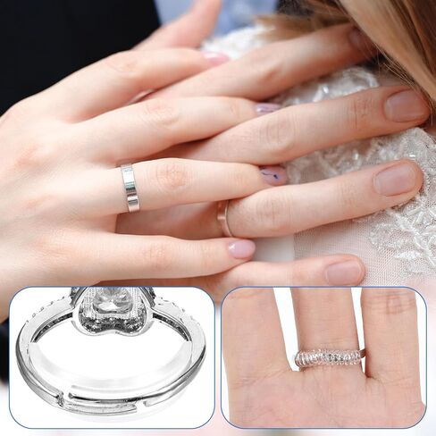 مقاسات الحلقات للحلقات الفضفاضة 25 حزمة من حلقات ضبط حجم الحلقات المصنوعة من السيليكون غير المرئية، الواقيات والفواصل تجعل أصغر دون تغيير حجم الحشوة والمشد الحلزوني، محول حجم المجوهرات الشفاف للنساء والرجال in Kuwait