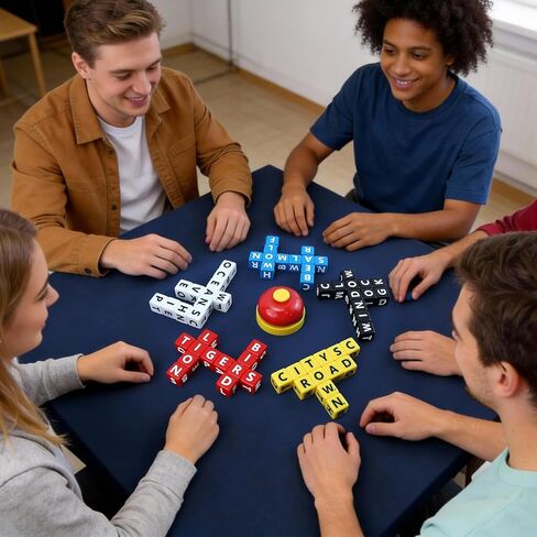 60PCS The Crossword Dice Game Set, Word Game Dice Crossword Creative Game for Family Games, 1-5 Player Word Spelling Dice Games Letter Dice Games for Travel, Camping, and Family Night in Kuwait