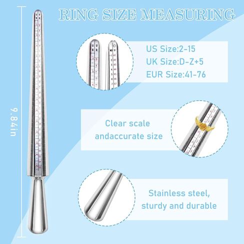 Ring Sizer Measuring Tool, 17 Pack Ring Sizers for Loose Rings, Ring Gauges with Finger Sizer Mandrel Ring Sizing Kit Spacers & Adjuster for Women Mens Rings Jewelry Measuring Repairing in Kuwait