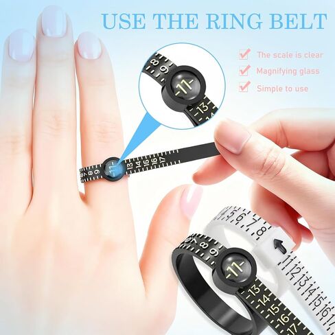 Ring Sizer Measuring Tool, 17 Pack Ring Sizers for Loose Rings, Ring Gauges with Finger Sizer Mandrel Ring Sizing Kit Spacers & Adjuster for Women Mens Rings Jewelry Measuring Repairing in Kuwait