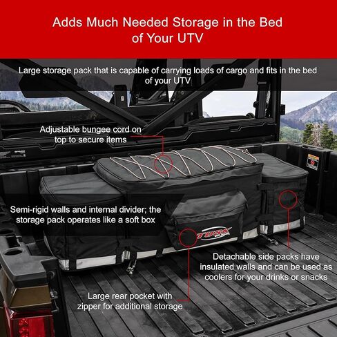 Tusk Modular UTV Storage Pack Cargo Bag Soft Box 3 Piece Set Side Boxes Are Insulated Coolers Black Fits In The Bed of Most UTV SXS Compatible with Can-Am Honda Kawasaki Kymco Polaris Yamaha in Kuwait
