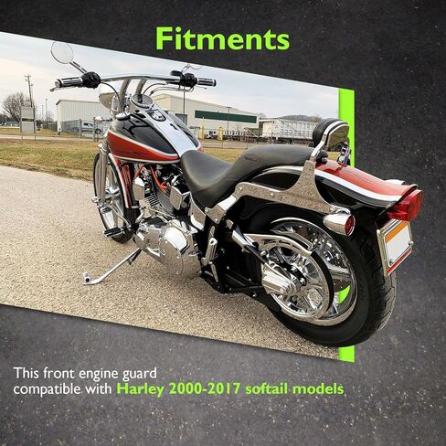 Mofun Front Highway Engine Guard متوافق مع Harley Softail Rocker Breakout FX Model، شريط مسطح مناسب للتراث سليم فات بوي FL موديل 2000-2017، غير مناسب لعناصر التحكم الأمامية، أسود لامع in Kuwait