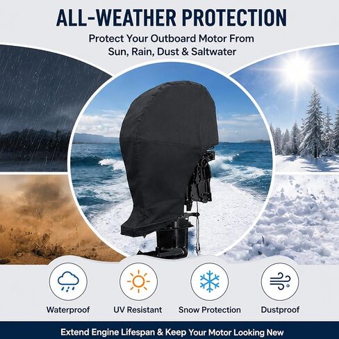 Marine Outboard Engine Cover for Mercury Marine | 250 FourStroke | 2015–2026 | 250HP, Water Resistant Boat Motor Cover for Outboard Engines, Boat Engine Protector for Outdoor Storage in Kuwait