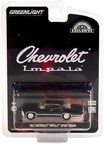 Greenlight 1/64 Chevrolet Impala Sport Sedan 1967 Black Greenlight Chevrolet Impala Tuxedo Black Mini Car in Kuwait