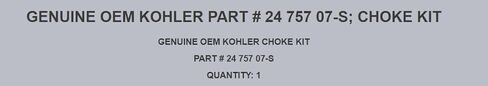 استبدال الجزء الأصلي من Kohler # 24 757 07-S؛ مجموعة الاختناق OEM in Kuwait