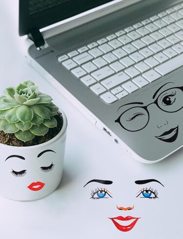 7 Sheets Face Stickers for Crafts, Make a Face Stickers Funny Mouth Eyes Lips Nose Eyebrows Facial Decals for Flower Pots DIY Crafts Holiday Party Supplies in Kuwait