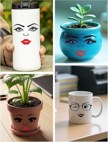 7 Sheets Face Stickers for Crafts, Make a Face Stickers Funny Mouth Eyes Lips Nose Eyebrows Facial Decals for Flower Pots DIY Crafts Holiday Party Supplies in Kuwait
