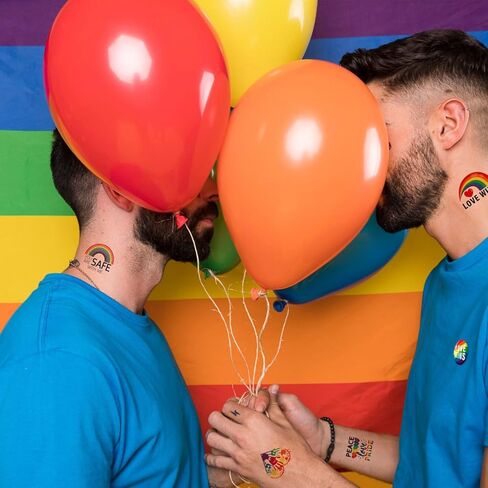 18Pc Gay Pride Accessories Set With 12PC Pins And 4PC Rainbow Face Paint 2PC Tools, Pride Decorations Kit With rainbow face paint For Bright, Camera Ready Looks At Pride Parade Events in Kuwait