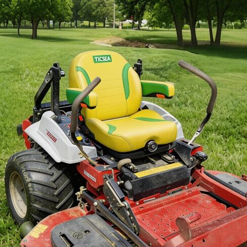 Suspension Seat for Zero Turn Mower – Comfort Pro Tractor Seat with Adjustable Backrest, Cushioned Armrests & Yellow-Green Design for John Deere, Hustler, Gravely, Bad Boy, Kubota, Toro in Kuwait