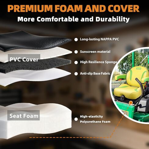 Suspension Seat for Zero Turn Mower – Comfort Pro Tractor Seat with Adjustable Backrest, Cushioned Armrests & Yellow-Green Design for John Deere, Hustler, Gravely, Bad Boy, Kubota, Toro in Kuwait