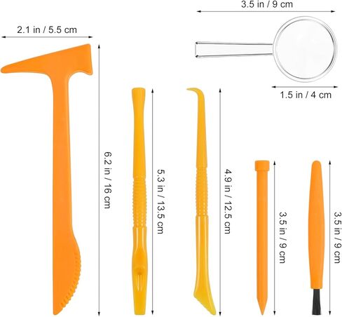 3sets Plastic Dig Tool Set: Archaeological Excavation Tool Kit Dino Dig Kit with Mini Hammer Chisel Brush Scraper for Gems in Kuwait