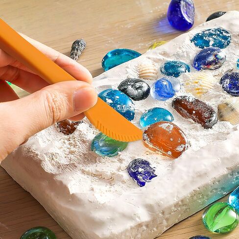 3sets Plastic Dig Tool Set: Archaeological Excavation Tool Kit Dino Dig Kit with Mini Hammer Chisel Brush Scraper for Gems in Kuwait