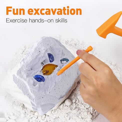 3sets Plastic Dig Tool Set: Archaeological Excavation Tool Kit Dino Dig Kit with Mini Hammer Chisel Brush Scraper for Gems in Kuwait