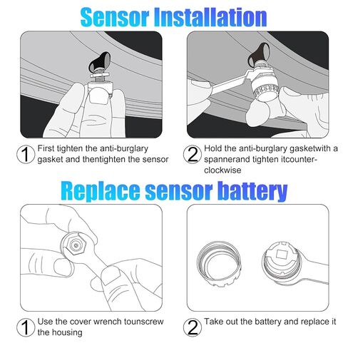 Tire Pressure Monitoring System with 6 External Sensors, Wireless TPMS for Car Truck RV Motorcycle, Real-time Display Pressure Temperature, 6 Alert Modes, Support iOS & Android in Kuwait