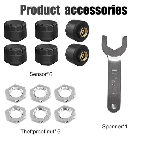 Tire Pressure Monitoring System with 6 External Sensors, Wireless TPMS for Car Truck RV Motorcycle, Real-time Display Pressure Temperature, 6 Alert Modes, Support iOS & Android in Kuwait