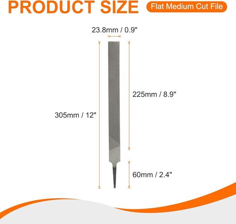 HARFINGTON 2pcs Flat Medium Cut File 10" Double Cut Teeth High Carbon Steel Hand Rasp File without Handle for Metal Wood Deburring Removing in Kuwait