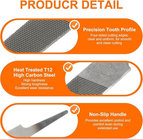 HARFINGTON 2pcs Flat Medium Cut File 10" Double Cut Teeth High Carbon Steel Hand Rasp File without Handle for Metal Wood Deburring Removing in Kuwait