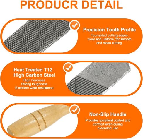 HARFINGTON 3pcs Flat Cut File 10" Double Cut Teeth High Carbon Steel Hand Rasp File with Wood Handle for Metal Wood Deburring Removing in Kuwait