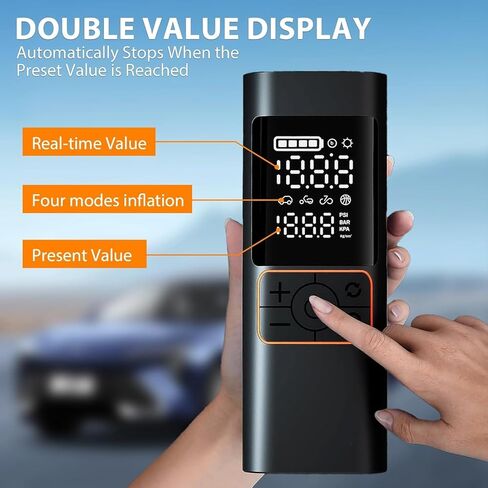 Cordless Tire Inflator 6000mAh, Portable Air Compressor with Digital Pressure Gauge - Fast 4X Inflation for Car, Truck, Bike, Motorcycle | Auto Shut Off & LED Light for Emergency Roadside Assistance in Kuwait
