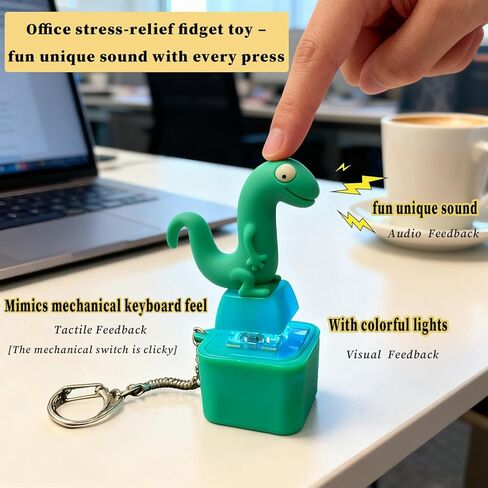 Lizard Keychain Sound Fidget Toys, Fun Rechargeable Lizard Anxiety Relief Keychain Button Toy with Sound & Colorful Light, Portable Anxiety Relief Toy, Adults Keyboard Clicker(2pcs) in Kuwait