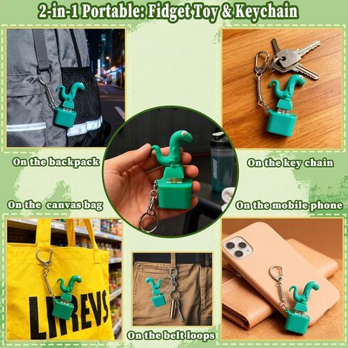 Lizard Keychain Sound Fidget Toys, Fun Rechargeable Lizard Anxiety Relief Keychain Button Toy with Sound & Colorful Light, Portable Anxiety Relief Toy, Adults Keyboard Clicker(2pcs) in Kuwait