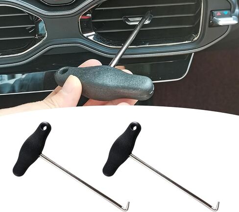 2 PCS Car Air Vent Panel Trim Removal Tools, 3.2" x 6.1" Instrument Cluster Removal Pulling Hooks Tool, Air Outlet Dashboard Removing Tool, Compatible with Volkswagen, Audi (Black) in Kuwait