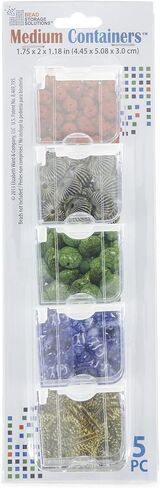 Elizabeth Ward Bead Storage Solutions Clear Plastic Storage Containers (5pc) – Medium – Organize Beads, Jewelry Making and Craft Supplies, Earrings and More – Securely Snaps Shut, 1-3/4" x 2" x 1-1/8" in Kuwait