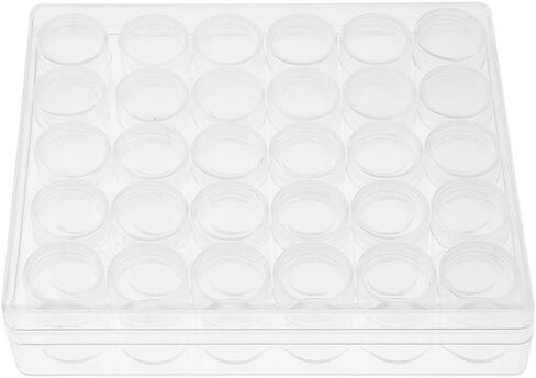 30 pcs Clear Plastic Small Round Storage Containers, Portable Jewelry Bead Organizer with Box, for Nail Art Glitter Rhinestones Earrings Rings in Kuwait