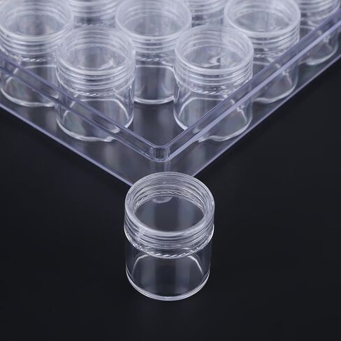 30 pcs Clear Plastic Small Round Storage Containers, Portable Jewelry Bead Organizer with Box, for Nail Art Glitter Rhinestones Earrings Rings in Kuwait
