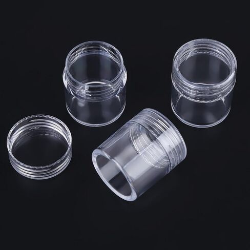 30 pcs Clear Plastic Small Round Storage Containers, Portable Jewelry Bead Organizer with Box, for Nail Art Glitter Rhinestones Earrings Rings in Kuwait