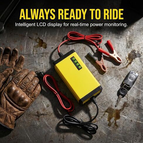 iplusmile 12V 2A Motorcycle Battery Charger – Smart Trickle Charging LCD Display Auto-Maintainer – for Motorcycles ATVs Lawn Mowers Boats for AGM Gel Flooded Batteries in Kuwait