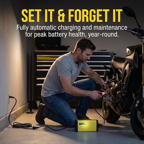 iplusmile 12V 2A Motorcycle Battery Charger – Smart Trickle Charging LCD Display Auto-Maintainer – for Motorcycles ATVs Lawn Mowers Boats for AGM Gel Flooded Batteries in Kuwait