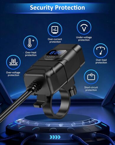 Motorcycle Phone Charger, Dual QC3.0 Type C PD Motorcycle USB Charger with ON/Off Switch, Quick Disconnect SAE USB Adapter Motorcycle Accessories for Phones in Kuwait