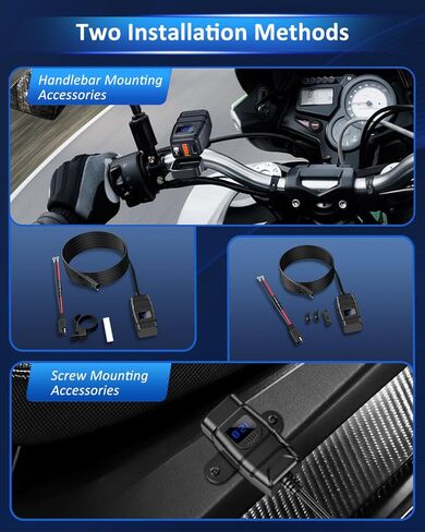 Motorcycle Phone Charger, Dual QC3.0 Type C PD Motorcycle USB Charger with ON/Off Switch, Quick Disconnect SAE USB Adapter Motorcycle Accessories for Phones in Kuwait
