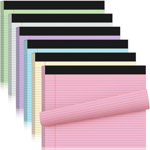 Jetec 6 Pcs Legal Pads Recycled Landscape Pad College Ruled 50 Sheets/Pad Assorted Colors Writing Pads 11" x 9.5" Horizontal Notebook for Work School Office Travel Supplies in Kuwait