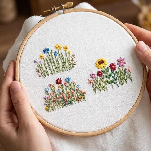 25Pcs Water Soluble Embroidery Patterns Stick and Stitch Embroidery Paper with Wildflower Designs, Wash Away Transfer for Hand Sewing Beginners & Lovers in Kuwait