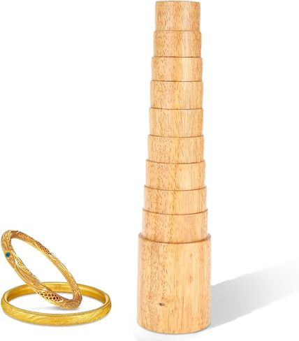 Cyrank Wooden Step Bracelet Mandrel, Ring Sizer Measuring Tool Oval Sizing Wrapping Tool Jewelry Ring Sizer Mandrel for Jewelry Finger Ring Making in Kuwait
