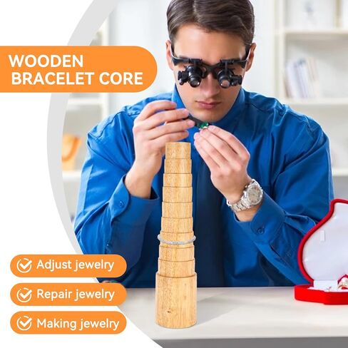 Cyrank Wooden Step Bracelet Mandrel, Ring Sizer Measuring Tool Oval Sizing Wrapping Tool Jewelry Ring Sizer Mandrel for Jewelry Finger Ring Making in Kuwait