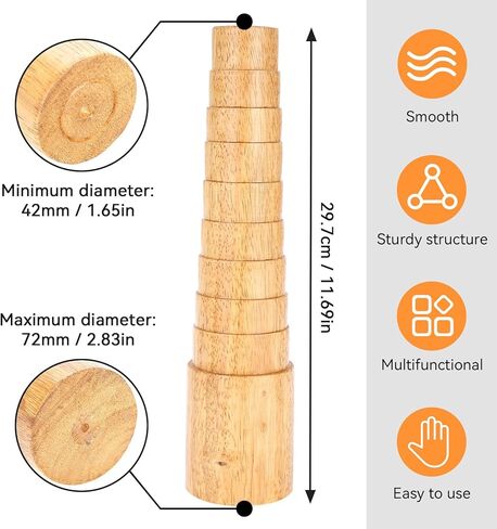 Cyrank Wooden Step Bracelet Mandrel, Ring Sizer Measuring Tool Oval Sizing Wrapping Tool Jewelry Ring Sizer Mandrel for Jewelry Finger Ring Making in Kuwait