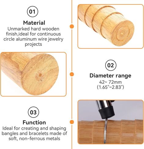 Cyrank Wooden Step Bracelet Mandrel, Ring Sizer Measuring Tool Oval Sizing Wrapping Tool Jewelry Ring Sizer Mandrel for Jewelry Finger Ring Making in Kuwait