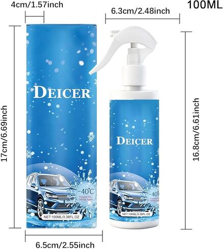 Instant Ice Melter, Windscreen De Icer for with Anti Frost Shield, High Concentration Fluid with Streak Free Feature, Selling Points, Product Size for 100ml Home Garden Outdoor Travel in Kuwait