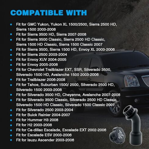 Engine Oil Filler Tube w/Cap Compatible with Chevy Trailblazer Silverado Avalanche Suburban Cheyenne Avalanche for GMC Yukon Sierra for Buick Rainier for Ca-dillac Escalade 2003-2008 in Kuwait