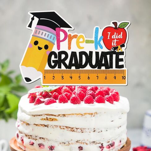 Kindergarten Graduation Cake Topper, Class of 2025 Pre-K Graduate Appetizers Cake Dessert Decorations,Pre School Graduation Party Supplies in Kuwait