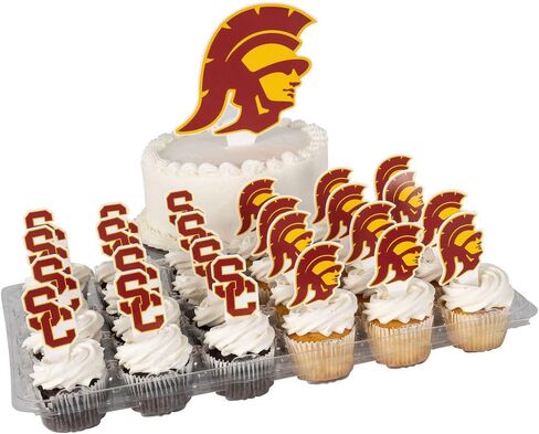 مجموعة أغطية الكب كيك وأغطية الكيك من جامعة صبار الصحراء بجنوب كاليفورنيا - USC Trojans 25 قطعة من لوازم حفلات الطعام، وديكورات مفارش المائدة، والتخرج ويوم اللعب in Kuwait