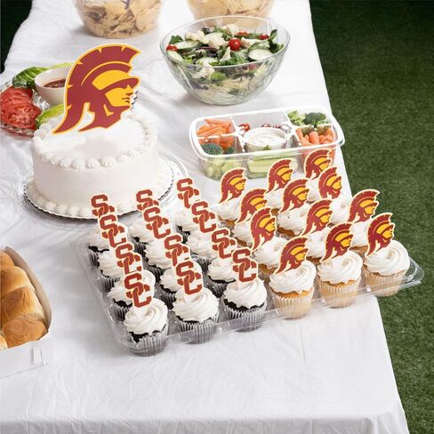مجموعة أغطية الكب كيك وأغطية الكيك من جامعة صبار الصحراء بجنوب كاليفورنيا - USC Trojans 25 قطعة من لوازم حفلات الطعام، وديكورات مفارش المائدة، والتخرج ويوم اللعب in Kuwait